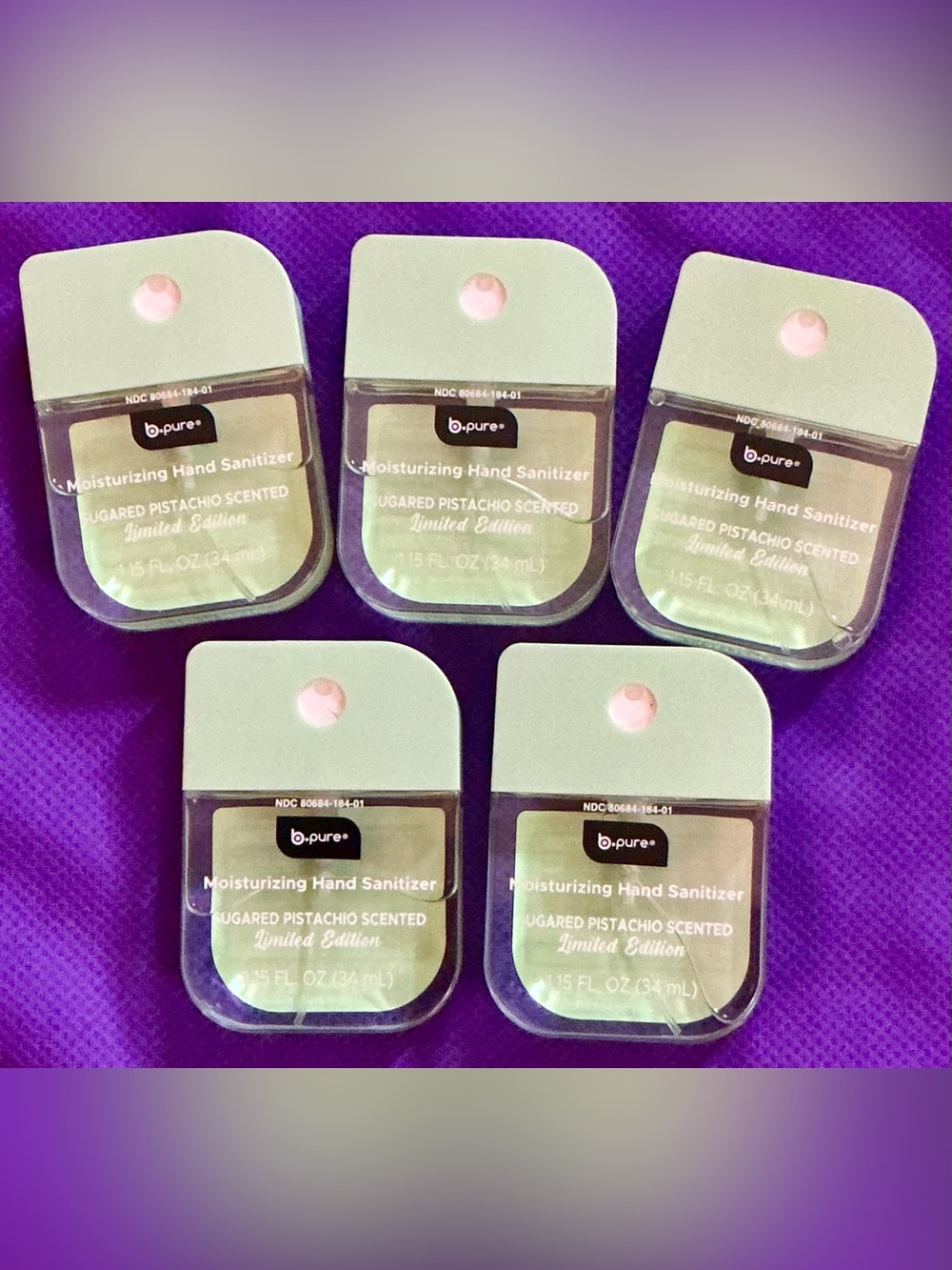 b.pure Sugared Pistachio Moisturizing Hand Sanitizer - Light Green (Set of 5)